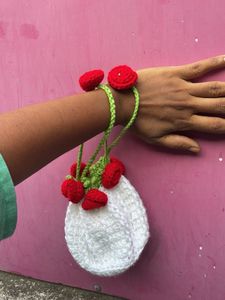 Crocheted rose potli bag small size