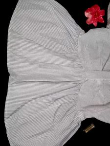 Cute Blue Striped Peplum Top