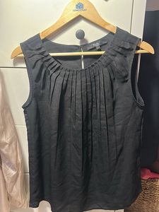 Allen Solly Black Pleated Sleeveless Top