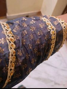 Elegant Teal Kurta Set with Golden Embellishments