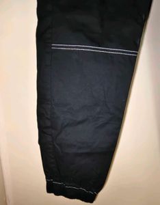 Black Cargo Pants with White Stitching