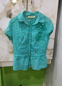 Beautiful Teal Embroidered shirt
