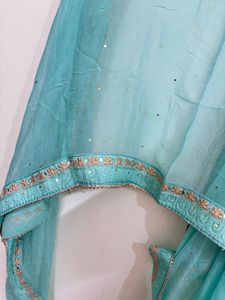Embroidered Teal Palazzo Pants
