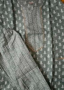 Grey Printed Kurta Set for Women