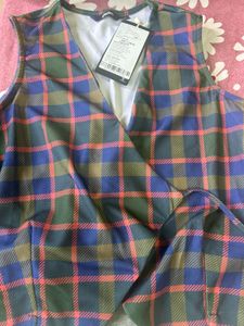 Plaid Wrap Vest Top with skirt