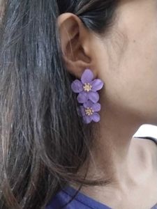 Purple Flower Dangle Earrings