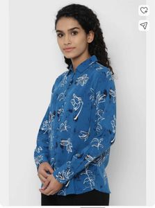 ALLEN SOLLY Floral Print Casual Blue Shirt 💙