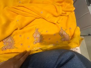 Elegant Yellow Embroidered Saree