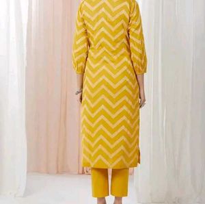 Yellow Chevron Kurta Set