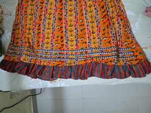 Vibrant Orange Printed Anarkali Gown
