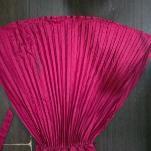 cherry red Pleated Midi Dress