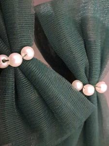 Elegant Green Tulle Hair Clips with Pearls