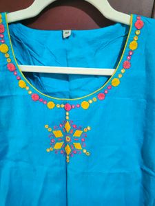 Embroidered Blue Top
