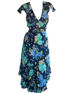 Chic Navy Floral Midi Dress