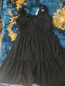 Black rhinestone work Mini Dress