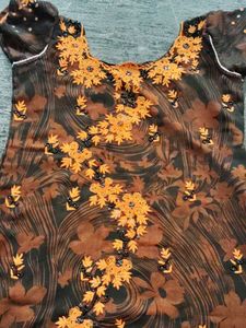 Threadwork Short Kurti (free dupatta)