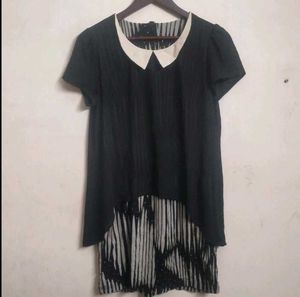 Chic Black Peter Pan Collar tunic top