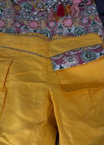 Vibrant Yellow Palazzo Pants with Embellishments