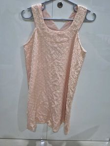 Peach Lace Sleeveless Dress