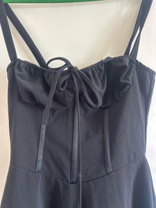Chic Black Mini Dress with Tie Front