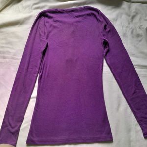 Purple Henley Long Sleeve Top