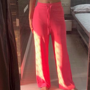 Bright Pink Ribbed Trousers
