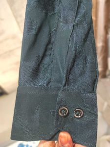 Mens Greenish Turquoise Kurta &amp; White Pants Set