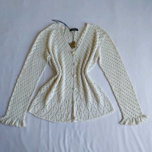 Cream Crochet Cardigan 🎀🫧
