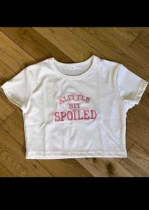 White Cropped "A Little Bit Spoiled" Tee