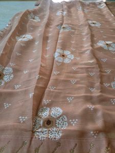 Peach Floral Saree with added blouse