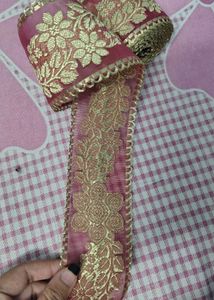 zari banarsi net pink broad lace dress material