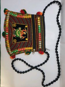 Embroidered Velvet Sling Bag