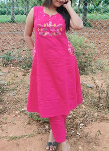 Pink Embroidered Kurta Set