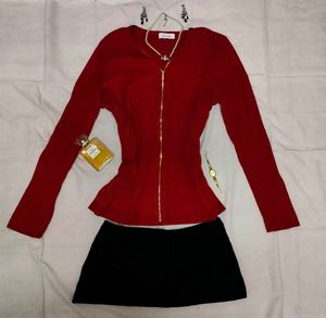 Authentic CK cherry red zip up cardigan