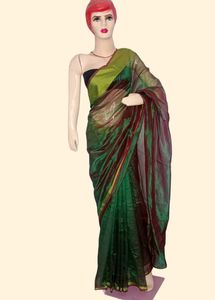 New Dual Tone Sheer Saree With Running Blouse Pc