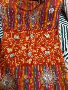 Vibrant Ethnic Saree with Embellishments