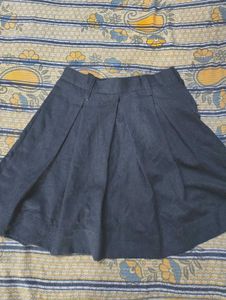 Denim Pleated Skirt