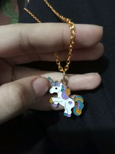 Unicorn Gold Enamel Pendant Aesthetic