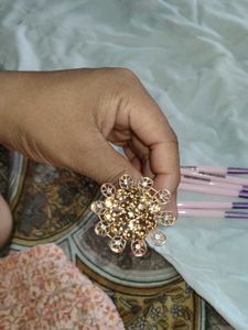 Makeup Brush Set - Pink &amp; Purpl or uske sath ring