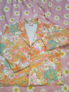 Vibrant Floral Print Croptop-Jacket & Skirt Co-ord