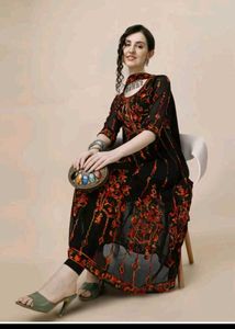 Beautiful Black Embroidered Ethnic Gown