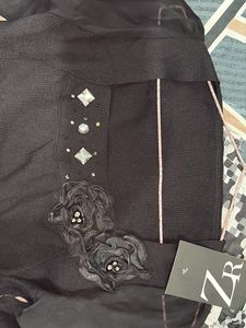 Chic Black Embellished Square Neck Top