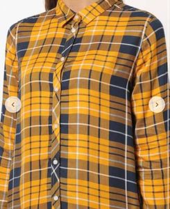 Yellow &amp; Navy Plaid Shirt