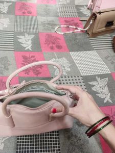 Chic Pink Handbag with Scarf Accent