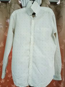 Men's Cream Polka Dot Button-Down Shirt