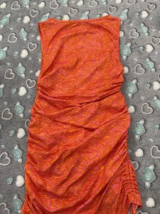 Orange Patterned Bodycon Dress