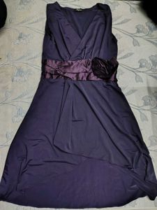 Elegant Purple Ruffled Midi Dress