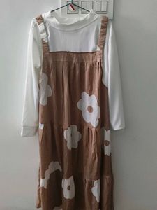 Cute Floral Print Dress with White Top