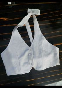 White Halter Vest &amp; Wide Leg Pants Set
