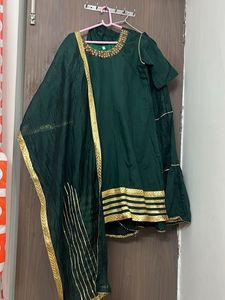 Elegant Green &amp; Gold Sharara Suit